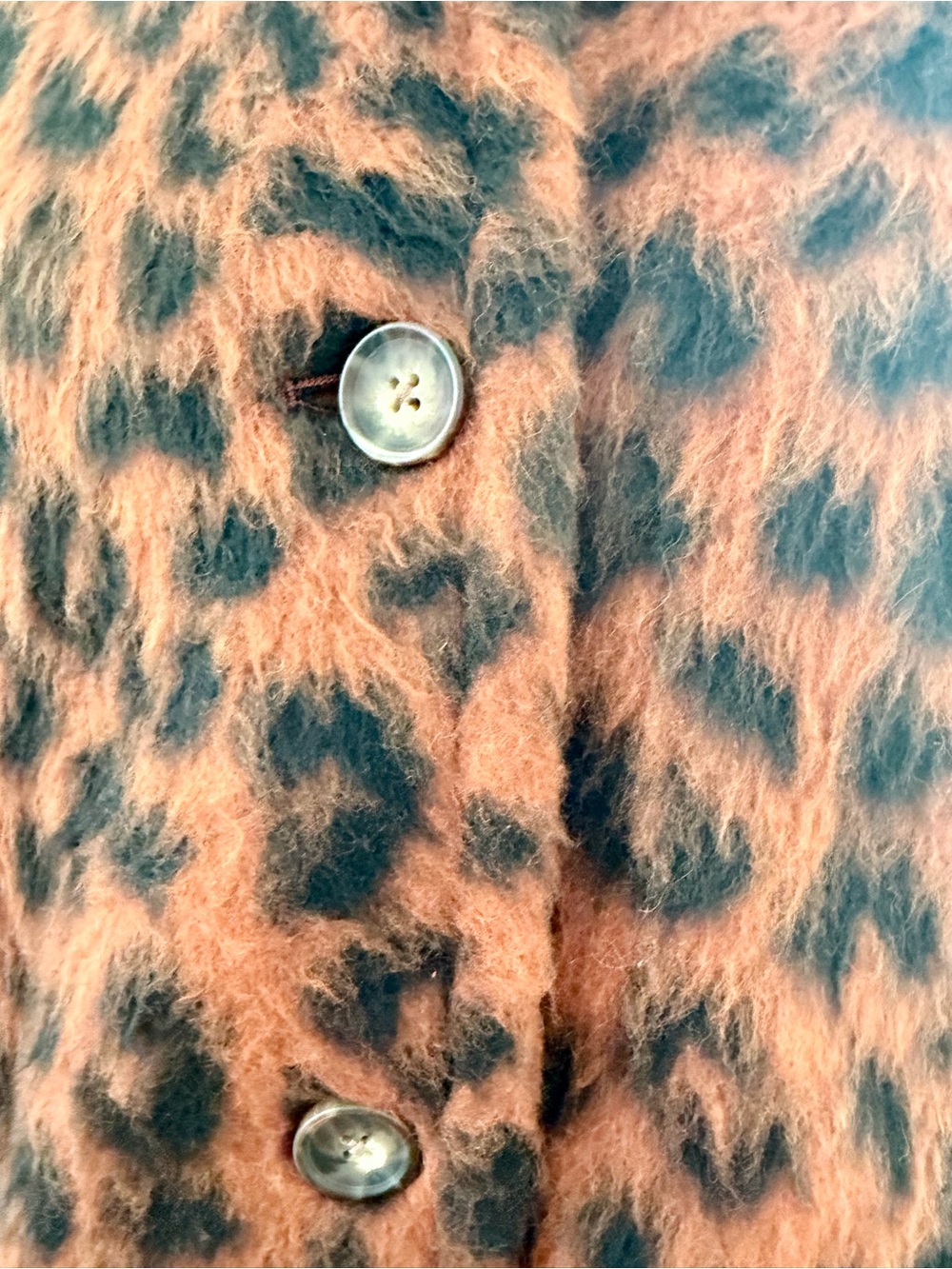 Marine Layer Leopard Funnel Neck Cocoon Coat - Picture 4 of 16